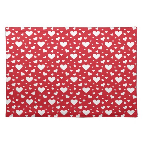 White Heart Pattern On Red Cloth Placemat