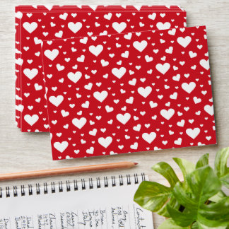 White Heart Pattern On Red - Valentine's Day Envelope