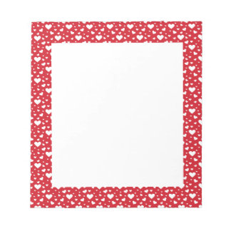 White Heart Pattern On Red - Valentine's Day Notepad