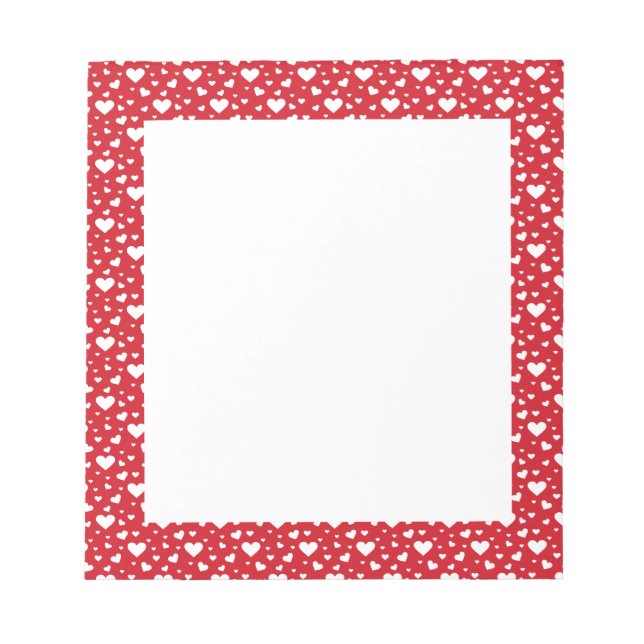 White Heart Pattern On Red - Valentine's Day Notepad (Front)