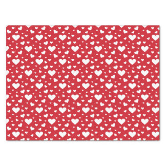 White Heart Pattern On Red - Valentine's Day Tissue Paper