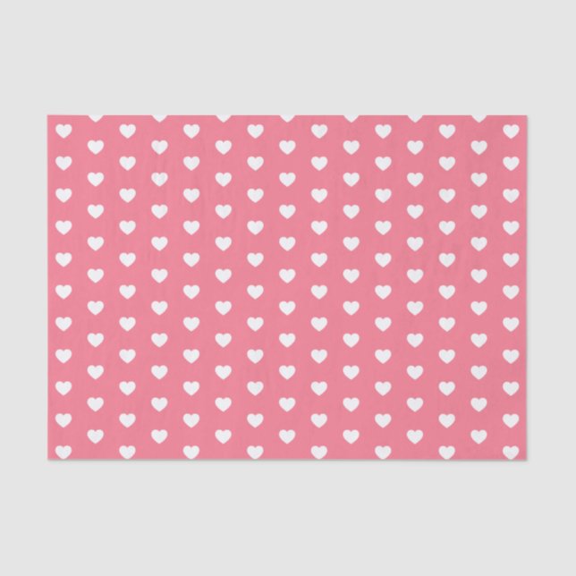 White Heart Pattern with Editable Background Color Tissue Paper (Front)