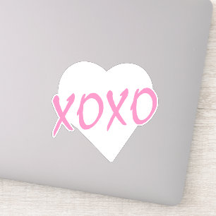 White Heart Pink XOXO Valentine's Day Modern  Sticker