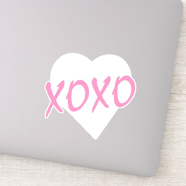 White Heart Pink XOXO Valentine's Day Modern  Sticker (Detail)