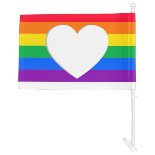 White Heart Pride Car Flag