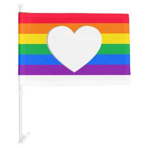 White Heart Pride Car Flag