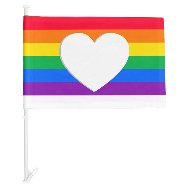 White Heart Pride Car Flag (A vibrant and symbolic representation of LGBTQ+ pride, featuring a rectangular flag!)