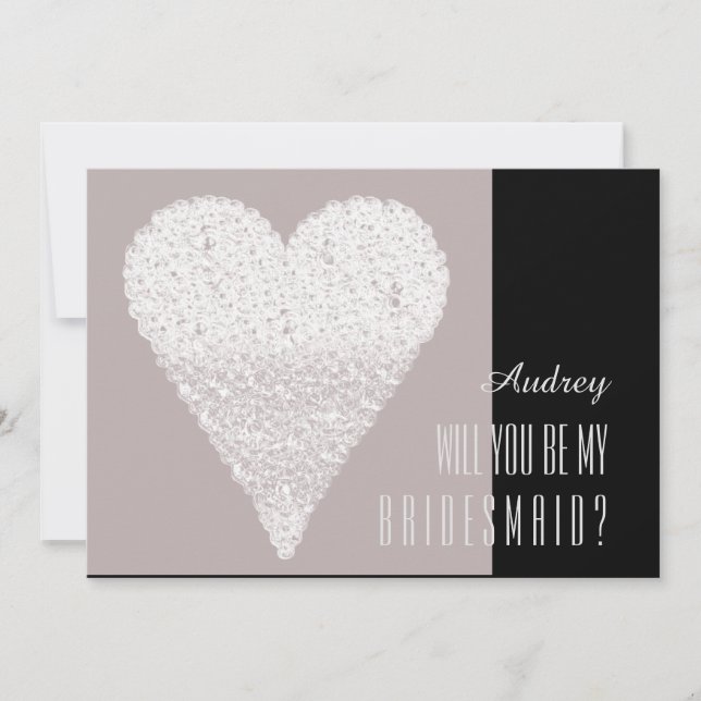 White heart shape Will you be my Bridesmaid? Invitation (Front)