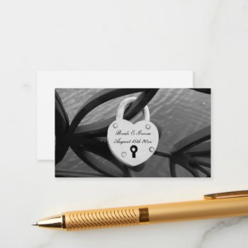 White Heart Shaped Love Lock With Keyhole Wedding Enclosure Card by photoedit at Zazzle