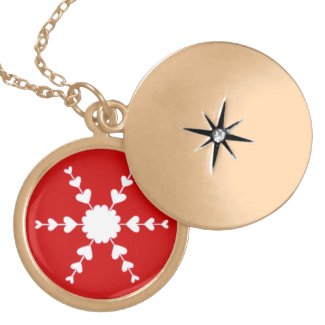 White Heart Snowflake Red Valentine Necklace