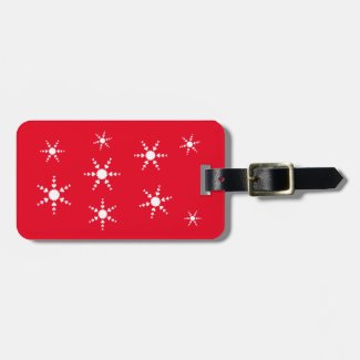 White Heart Snowflakes Red Luggage Tags