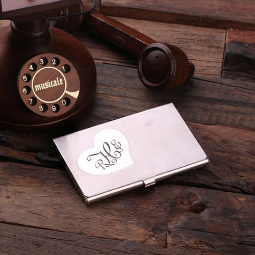 White Heart Stainless Steel Business Card Holder