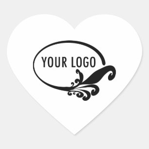 White Heart Stickers Labels Custom Business Logo