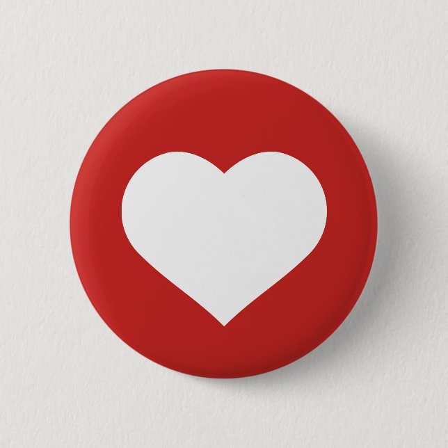 White Heart with Red Background Button (Front)
