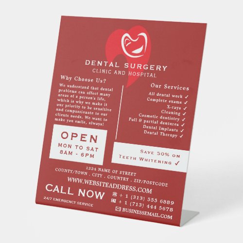 White Hearted Tooth Logo Dentistry Dentist Advert Pedestal Sign