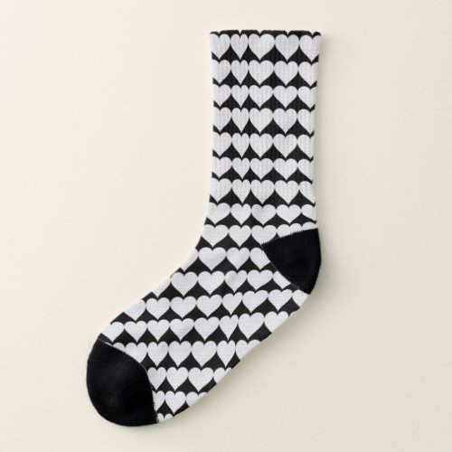 white hearts  blackwhite pattern  socks