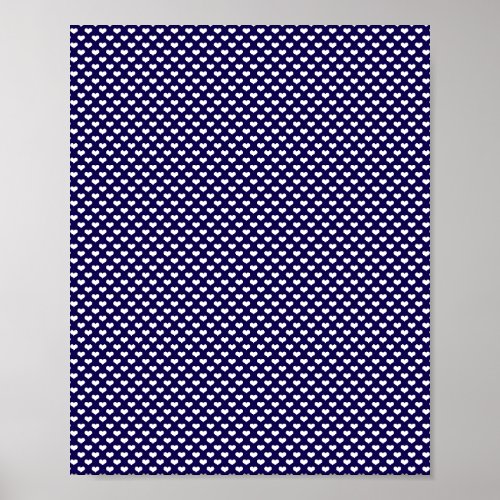 White Hearts Blue Background Poster
