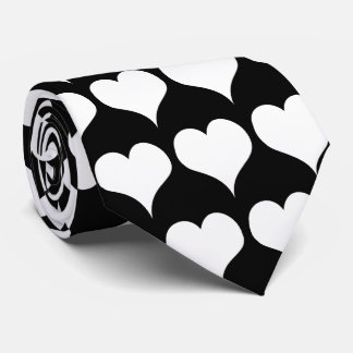 White Hearts Design Neck Tie