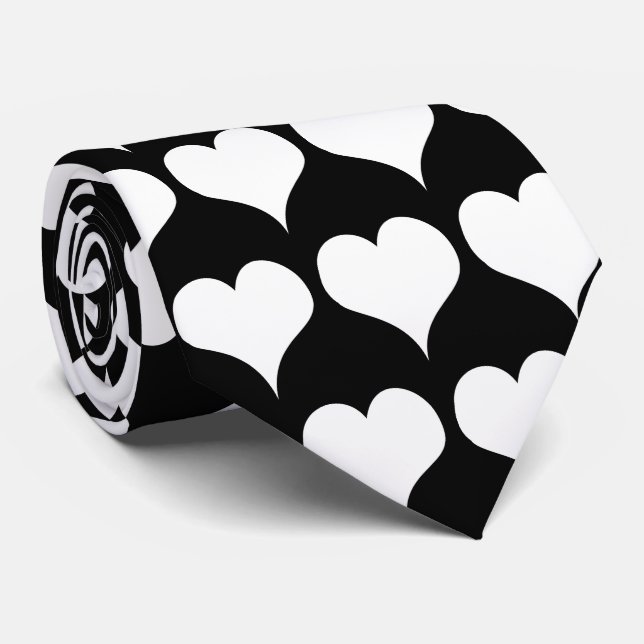 White Hearts Design Neck Tie (Rolled)