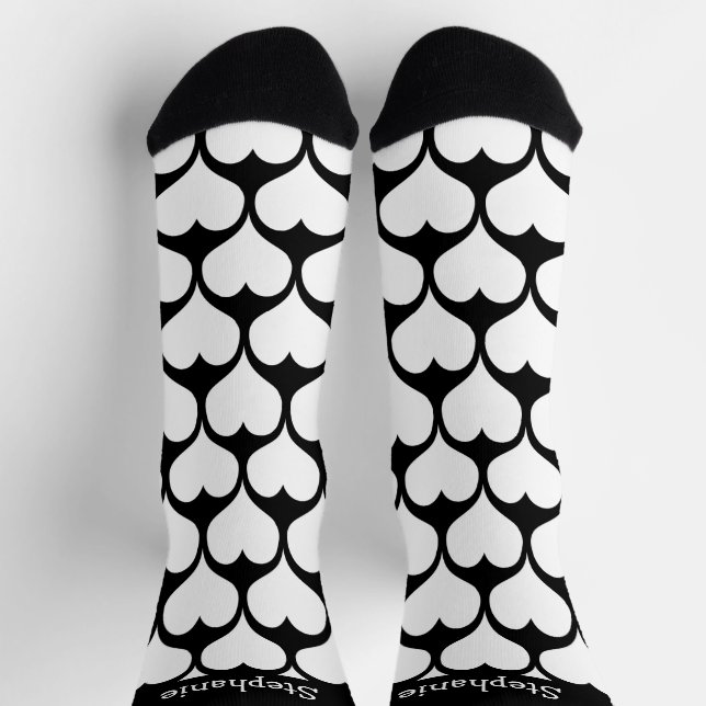 White Hearts Design Personalised Socks (Top)