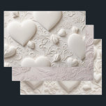 White Hearts (Embossed Look)  Wrapping Paper Sheets<br><div class="desc">White Hearts (Embossed Look) Wrapping Paper Sheets</div>