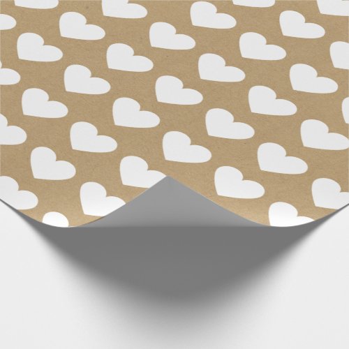 White Hearts Kraft Colored Wrapping Paper