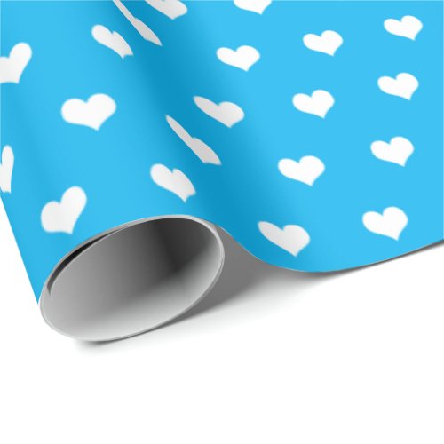 white hearts on aqua wrapping paper