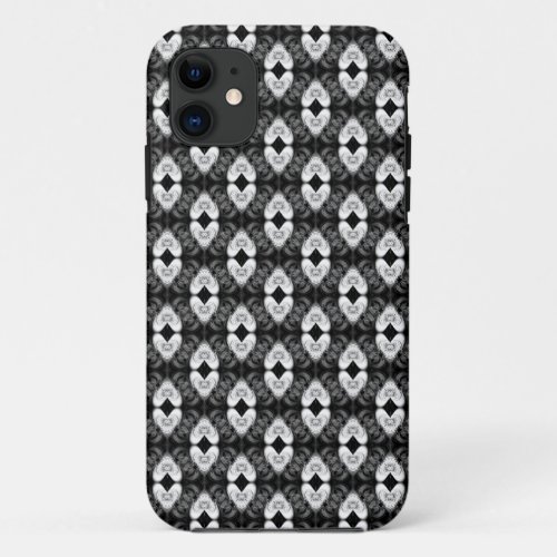 White hearts on Black Pattern iPhone 5 Case