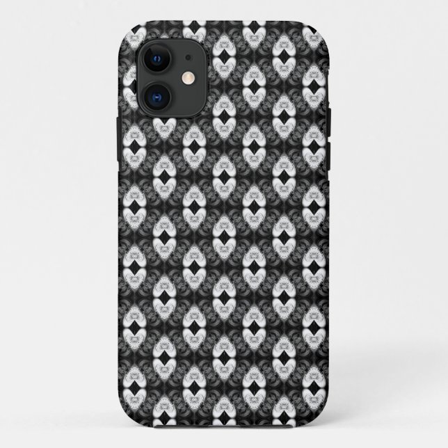 White hearts on Black Pattern iPhone 5 Case (Back)