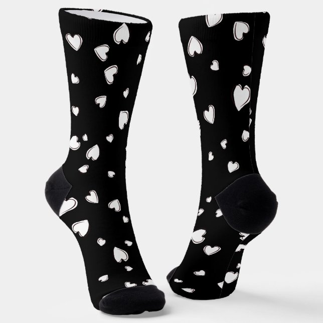 White Hearts on Black Socks (Angled)