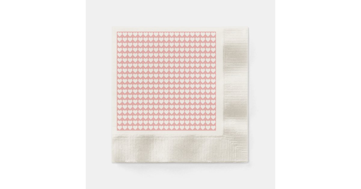 White Hearts on Blush Pink Paper Napkins Zazzle