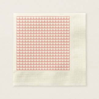 White Hearts on Blush Pink Paper Napkins