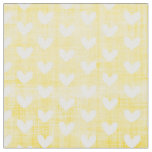 White Hearts on Bright Yellow Fabric