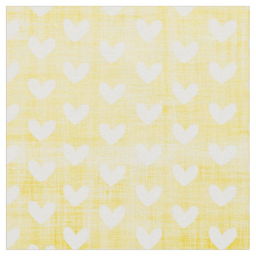 White Hearts on Bright Yellow Fabric