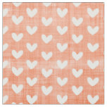 White Hearts on Dark Orange Fabric