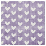 White Hearts on Dark Purple Fabric