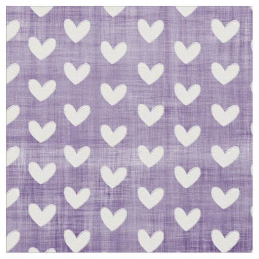 White Hearts on Dark Purple Fabric