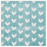 White Hearts on Dark Teal Fabric