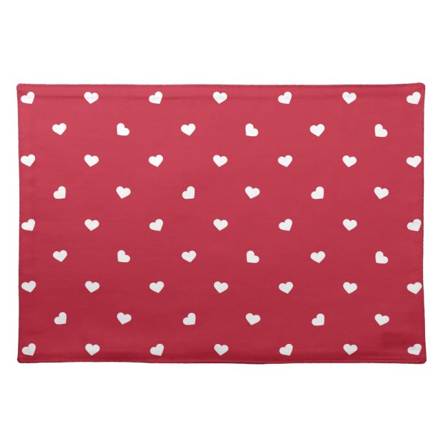 White Hearts On Red Placemat (Front)