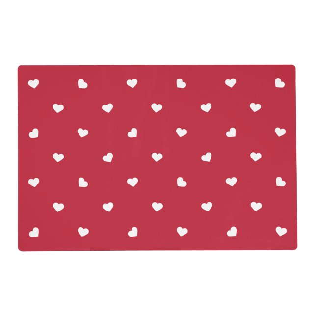 White Hearts On Red Placemat (Front)