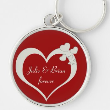 White Hearts On Red To Personalize Keychain by colorwash at Zazzle