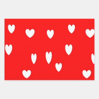 White hearts on red
