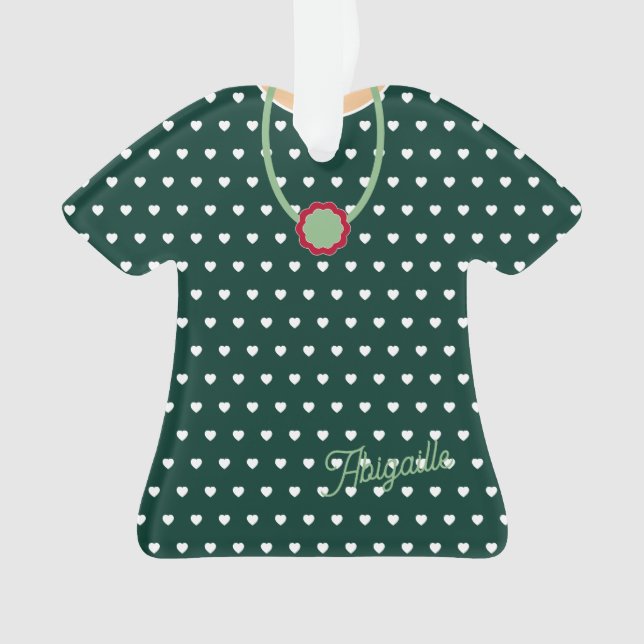 White Hearts Over Green TShirt Dress Figurine Ornament (Front)
