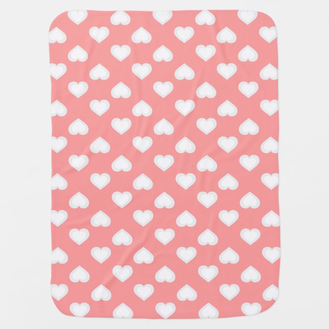 White Hearts Pattern Baby Blanket (Front)