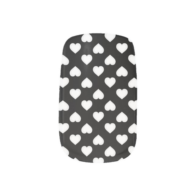 White Hearts Pattern Minx Nail Wraps (Left Thumb)