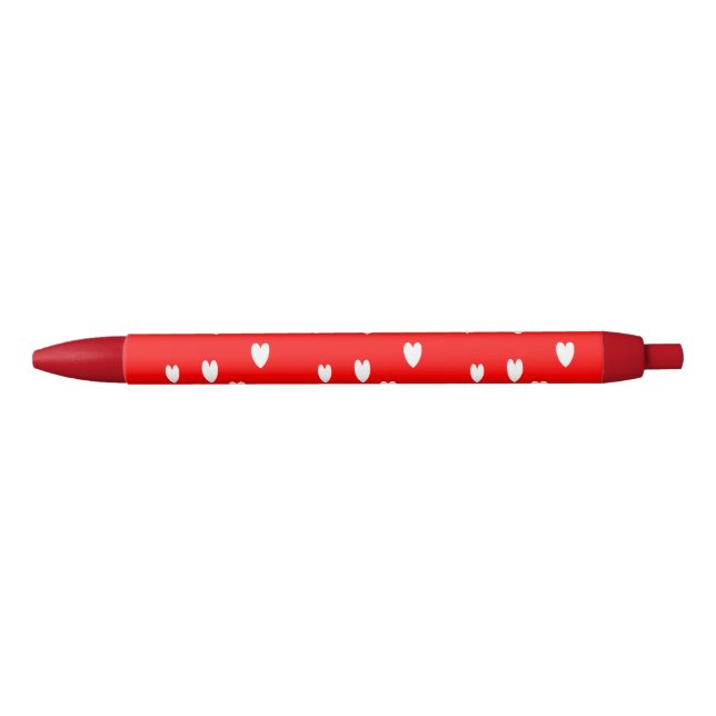 White hearts pattern on red pen (Front)