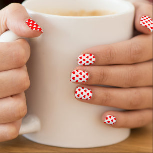 White Hearts Pattern On Red, Red Hearts On White Minx Nail Art