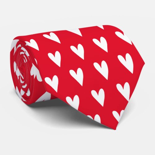 White Hearts Pattern  Romantic Red Neck Tie