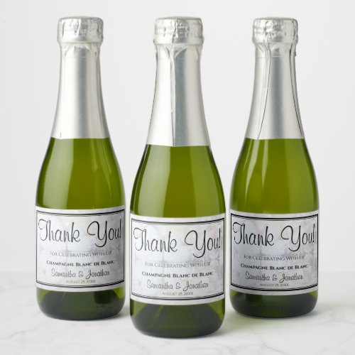 White Hearts  Peonies Thank You Wedding Sparkling Wine Label