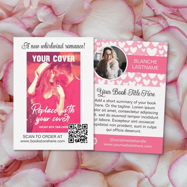 White Hearts Romance Author Book Release Marketing Business Card (Creator Uploaded)